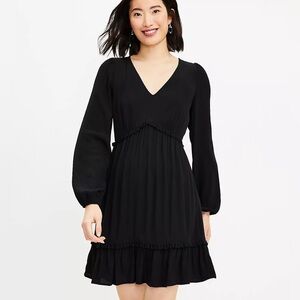 LOFT Ruffle V-Neck Swing Dress